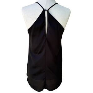 Lush‎ High Neck Halter Camisole Top Layered Tulip Hem Keyhole Back Goth Black XS